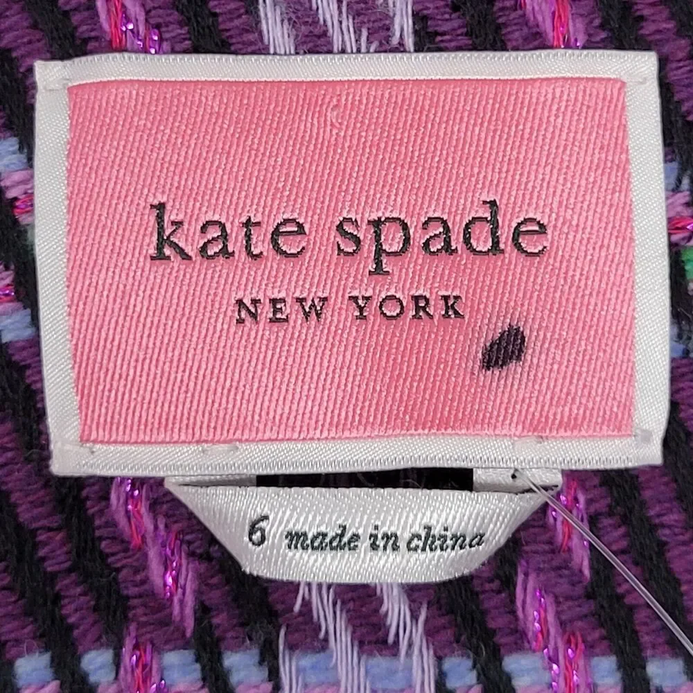 KATE SPADE Purple Plaid Tweed Jacket Office Preppy Clueless Academia SIZE 6